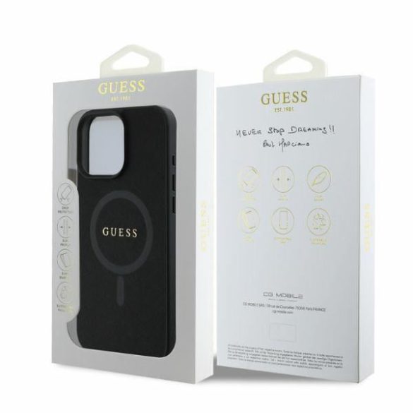 Guess GUHMP16XPSAHMCK Saffiano Classic Logo MagSafe keménytok iPhone 16 Pro Max - fekete