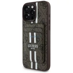   Tok Guess 4G Stripes pénztárcával és Magsafe-vel az iPhone 16 Pro Max, barna