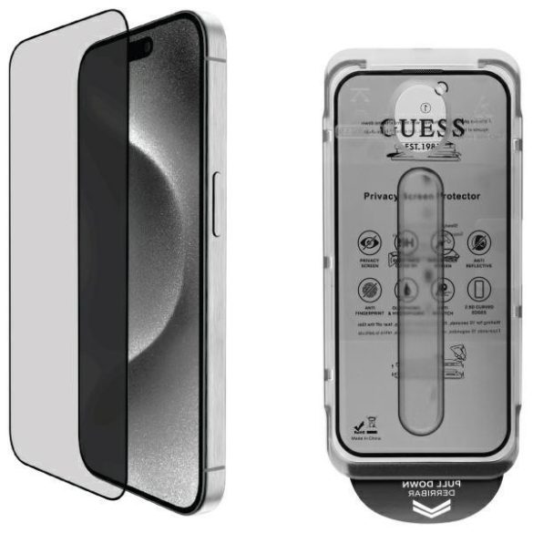 Guess GUTGP16SBOKGCIP Screen Protector Privacy 2.5D Outline betekintésvédett edzett üveg kijelzővédő iPhone 16