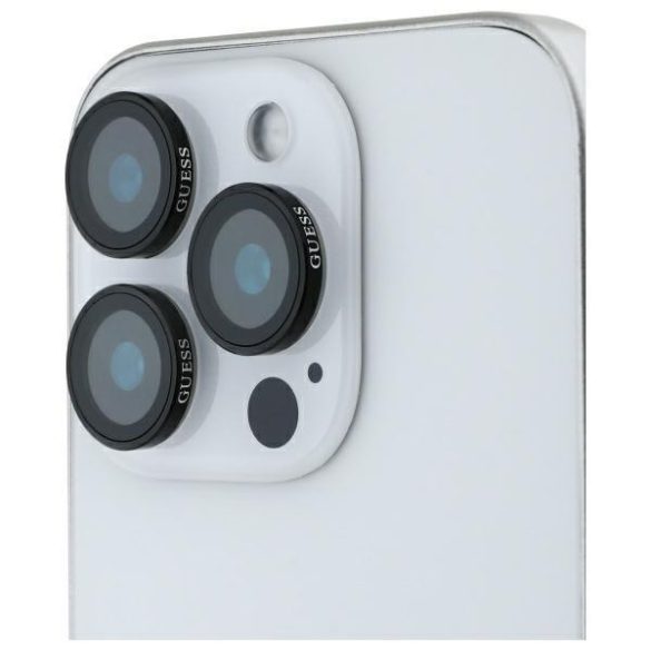 Guess GUCL163SAGK Max Lens Protective Metal kamera lencse védő fólia fekete szegéllyel iPhone 16 Pro Max