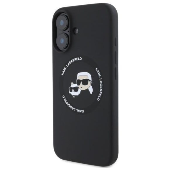 Karl Lagerfeld KLHMP16SSKCHTCK Silicone Karl&Choupette Heads MagSafe-kompatibilis tok iPhone 16 - fekete