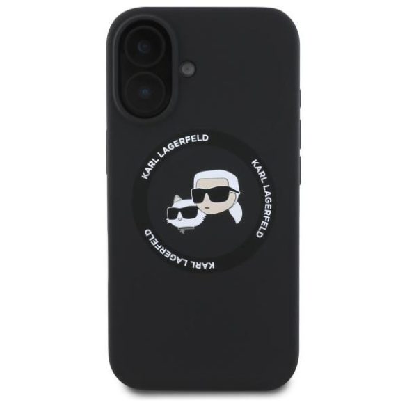 Karl Lagerfeld KLHMP16SSKCHTCK Silicone Karl&Choupette Heads MagSafe-kompatibilis tok iPhone 16 - fekete