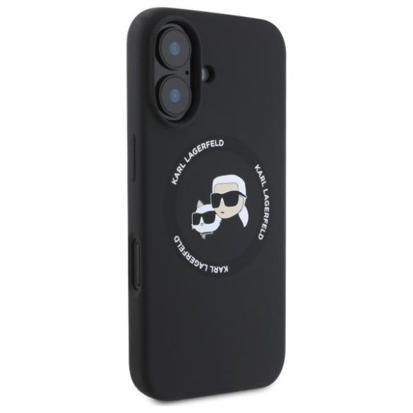 Karl Lagerfeld KLHMP16SSKCHTCK Silicone Karl&Choupette Heads MagSafe-kompatibilis tok iPhone 16 - fekete