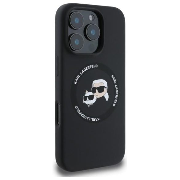 Karl Lagerfeld KLHMP16XSKCHTCK Silicone Karl&Choupette Heads MagSafe-kompatibilis tok iPhone 16 Pro Max - fekete