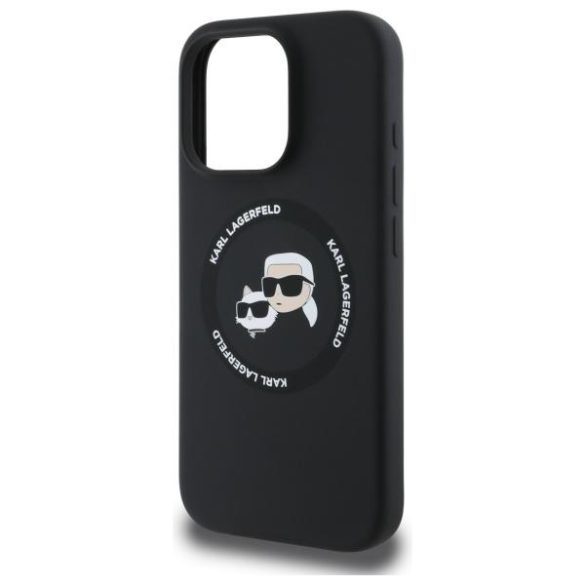 Karl Lagerfeld KLHMP16XSKCHTCK Silicone Karl&Choupette Heads MagSafe-kompatibilis tok iPhone 16 Pro Max - fekete