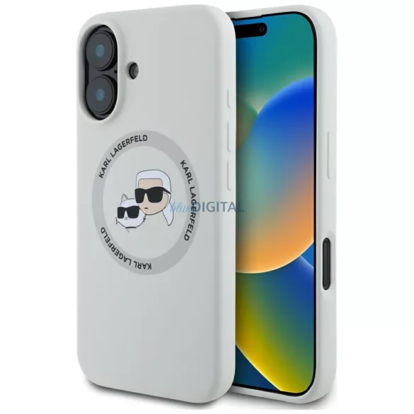 Karl Lagerfeld szilikon tok „Double Heads And Circle MagSafe” az iPhone 16, bézs színű