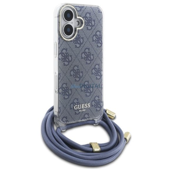 Guess GUHCP16SHC4SEB Crossbody Cord 4G Print keménytok iPhone 16 - kék