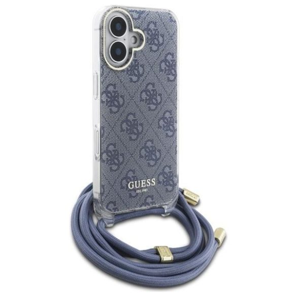 Guess GUHCP16SHC4SEB Crossbody Cord 4G Print keménytok iPhone 16 - kék