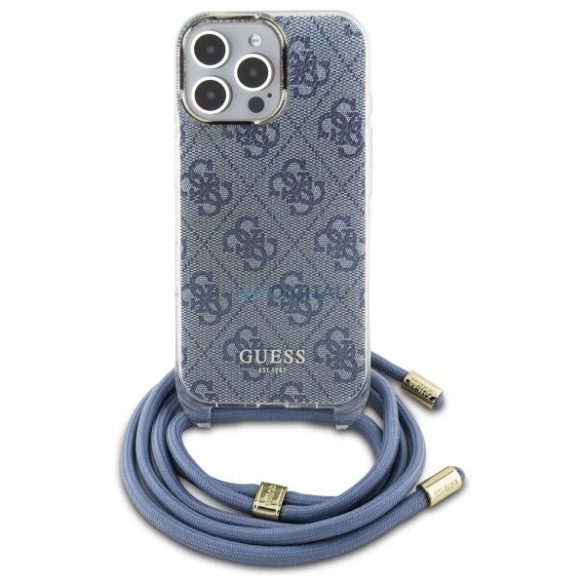 Guess GUHCP16LHC4SEB Crossbody Cord 4G Print keménytok iPhone 16 Pro - kék