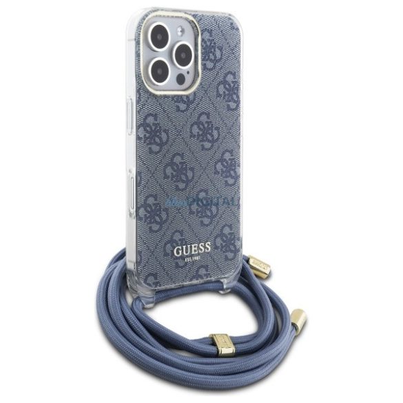 Guess GUHCP16LHC4SEB Crossbody Cord 4G Print keménytok iPhone 16 Pro - kék