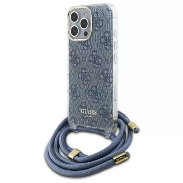 Guess GUHCP16XHC4SEB Crossbody Cord 4G Print keménytok iPhone 16 Pro Max - kék