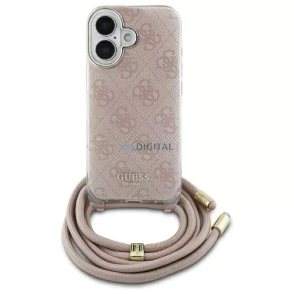 Guess GUHCP16SHC4SEP Crossbody Cord 4G Print keménytok iPhone 16 - rózsaszín