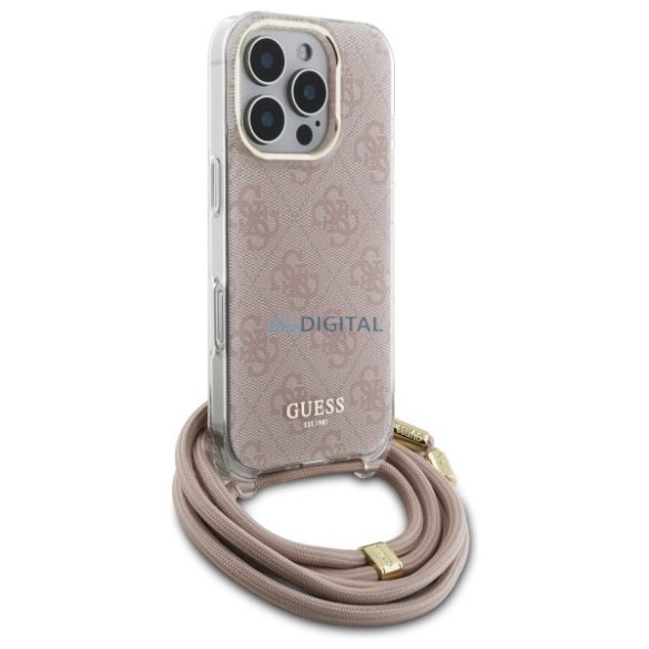 Guess GUHCP16LHC4SEP Crossbody Cord 4G Print keménytok iPhone 16 Pro - rózsaszín