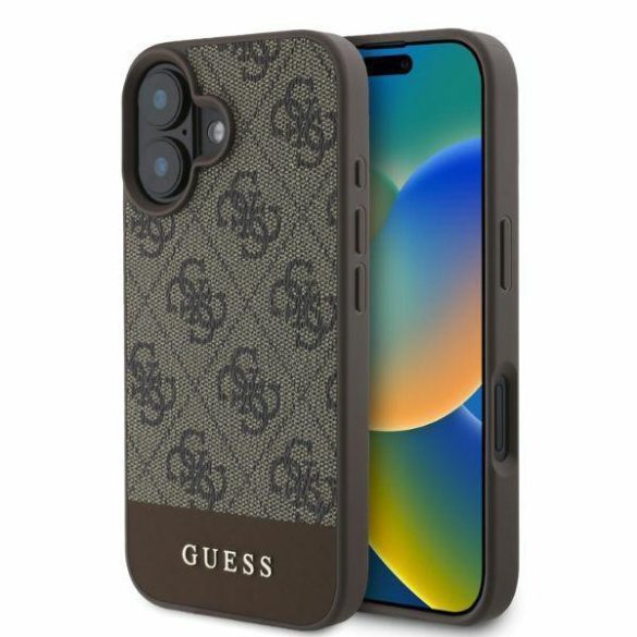 Guess GUHCP16SG4GLBR 4G Bottom Stripe keménytok iPhone 16 - barna