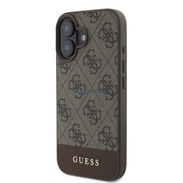 Guess GUHCP16SG4GLBR 4G Bottom Stripe keménytok iPhone 16 - barna