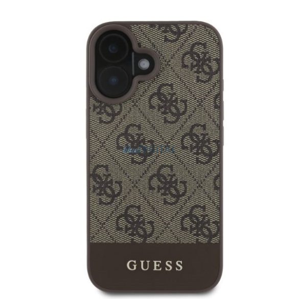 Guess GUHCP16SG4GLBR 4G Bottom Stripe keménytok iPhone 16 - barna