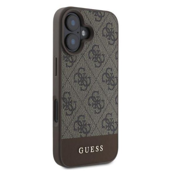 Guess GUHCP16SG4GLBR 4G Bottom Stripe keménytok iPhone 16 - barna