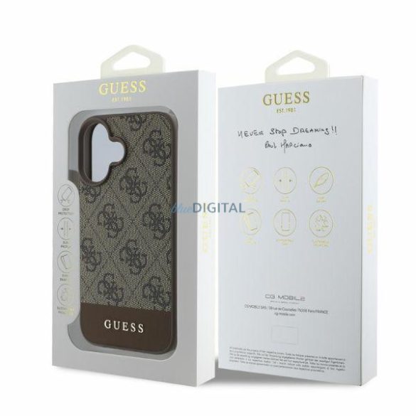 Guess GUHCP16SG4GLBR 4G Bottom Stripe keménytok iPhone 16 - barna