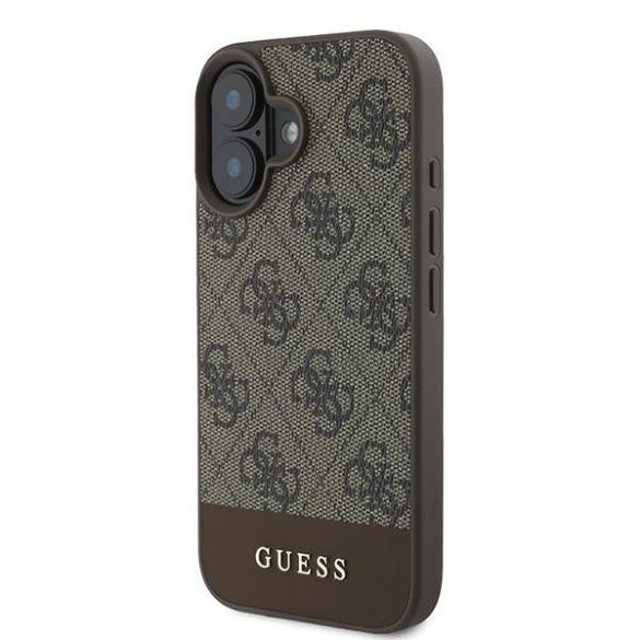 Guess GUHCP16MG4GLBR 4G Bottom Stripe keménytok iPhone 16 Plus - barna