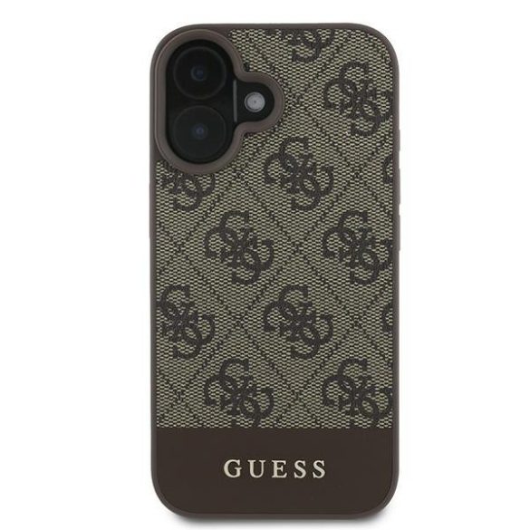 Guess GUHCP16MG4GLBR 4G Bottom Stripe keménytok iPhone 16 Plus - barna