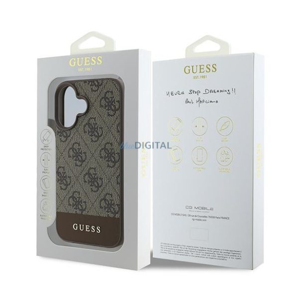 Guess GUHCP16MG4GLBR 4G Bottom Stripe keménytok iPhone 16 Plus - barna