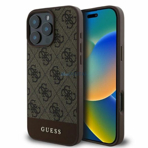 Guess GUHCP16LG4GLBR 4G Bottom Stripe keménytok iPhone 16 Pro - barna