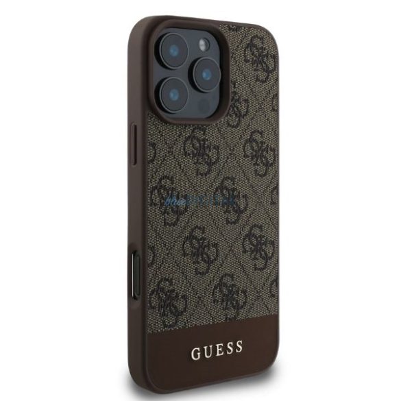 Guess GUHCP16LG4GLBR 4G Bottom Stripe keménytok iPhone 16 Pro - barna