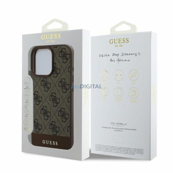 Guess GUHCP16LG4GLBR 4G Bottom Stripe keménytok iPhone 16 Pro - barna