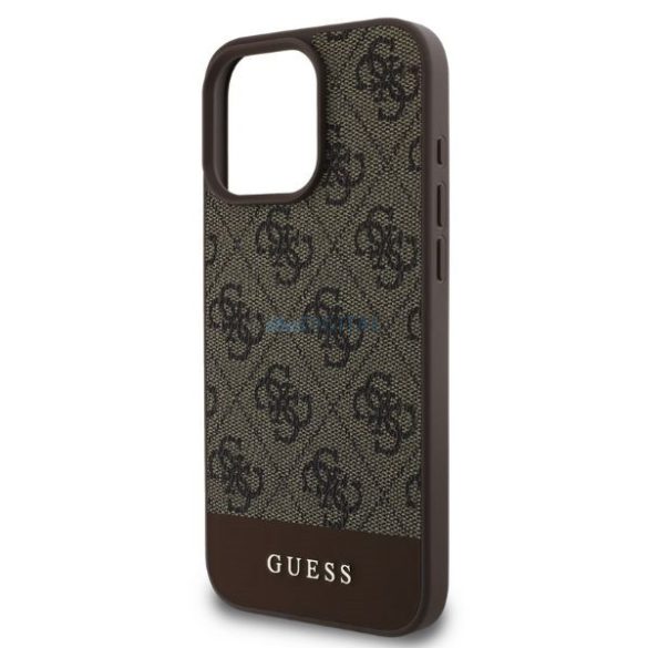 Guess GUHCP16XG4GLBR 4G Bottom Stripe keménytok iPhone 16 Pro Max - barna