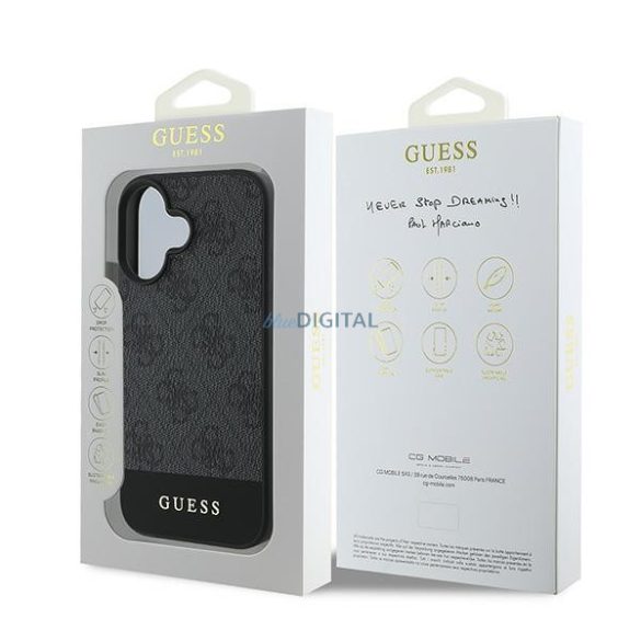 Guess GUHCP16SG4GLGR 4G Bottom Stripe keménytok iPhone 16 - szürke