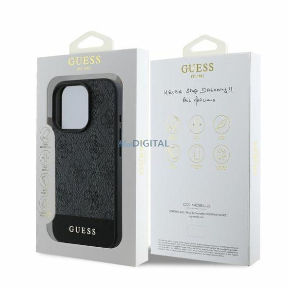 Guess GUHCP16LG4GLGR 4G Bottom Stripe keménytok iPhone 16 Pro - szürke