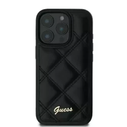  Guess GUHCP16MPSQSQSK Quilted Metal Logo keménytok iPhone 16 Plus - fekete