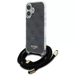   Guess GUHCP16SHC4SEK Crossbody Cord 4G Print keménytok iPhone 16 - fekete