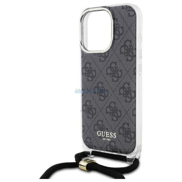 Guess GUHCP16LHC4SEK Crossbody Cord 4G Print keménytok iPhone 16 Pro - fekete