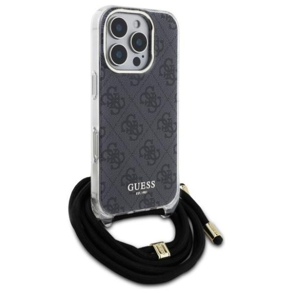 Guess GUHCP16XHC4SEK Crossbody Cord 4G Print keménytok iPhone 16 Pro Max - fekete