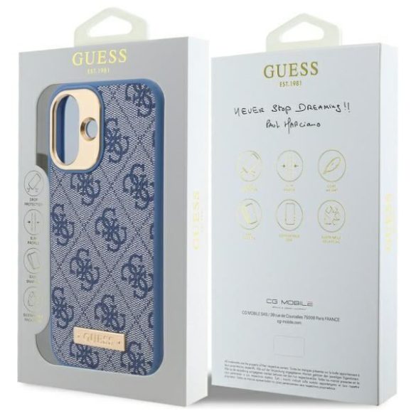 Guess GUHMP16SU4GPRB 4G Logo Plate MagSafe keménytok iPhone 16 - kék