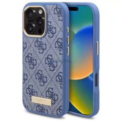   Guess GUHMP16LU4GPRB 4G Logo Plate MagSafe keménytok iPhone 16 Pro - kék