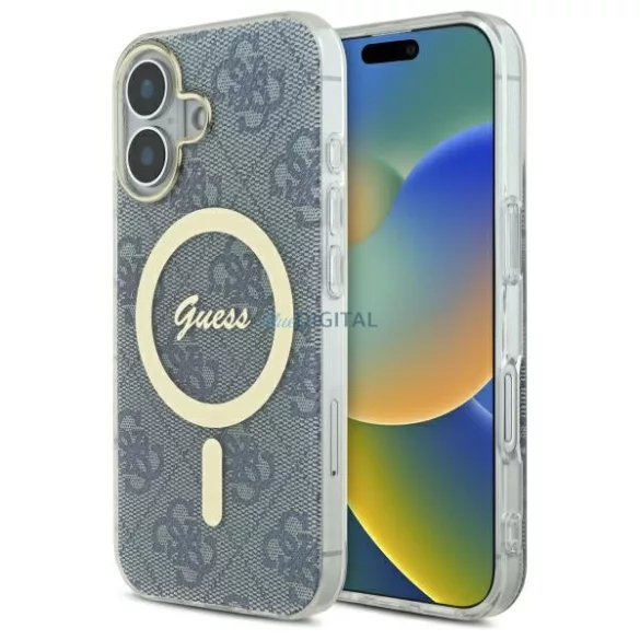 Guess GUHMP16SH4STB IML 4G MagSafe keménytok iPhone 16 - kék