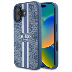   Guess GUHMP16SP4RPSB 4G Printed Stripes MagSafe keménytok iPhone 16 - kék