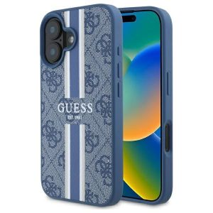 Guess GUHMP16SP4RPSB 4G Printed Stripes MagSafe keménytok iPhone 16 - kék