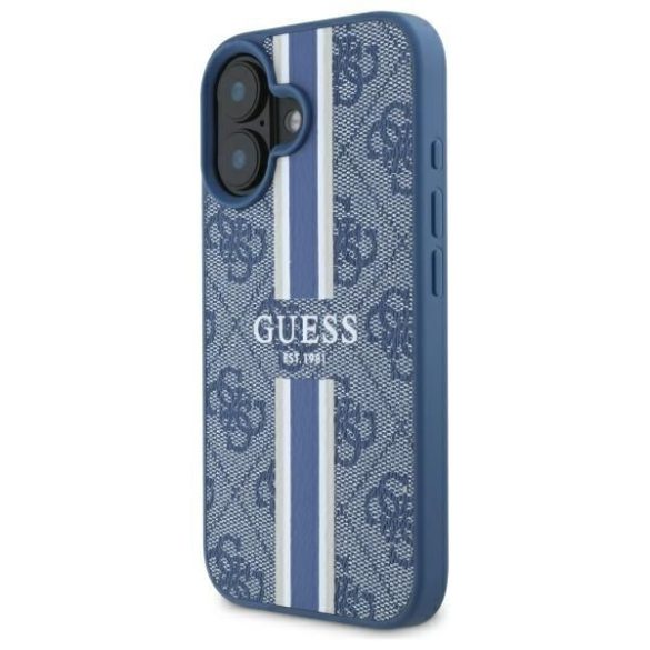 Guess GUHMP16SP4RPSB 4G Printed Stripes MagSafe keménytok iPhone 16 - kék