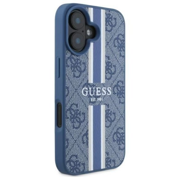 Guess GUHMP16SP4RPSB 4G Printed Stripes MagSafe keménytok iPhone 16 - kék