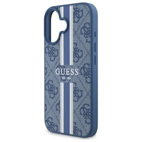 Guess GUHMP16SP4RPSB 4G Printed Stripes MagSafe keménytok iPhone 16 - kék