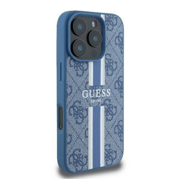 Guess GUHMP16LP4RPSB 4G Printed Stripes MagSafe keménytok iPhone 16 Pro - kék