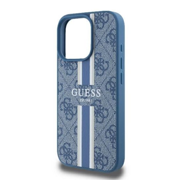 Guess GUHMP16LP4RPSB 4G Printed Stripes MagSafe keménytok iPhone 16 Pro - kék