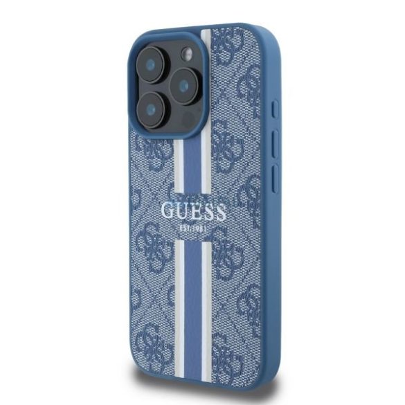 Guess GUHMP16XP4RPSB MagSafe 4G Printed Stripes keménytok iPhone 16 Pro Max - kék