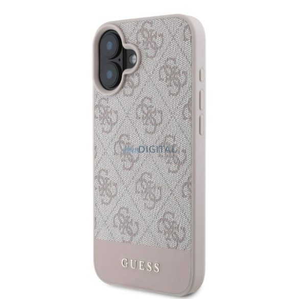 Guess GUHCP16SG4GLPI 4G Bottom Stripe keménytok iPhone 16 - rózsaszín