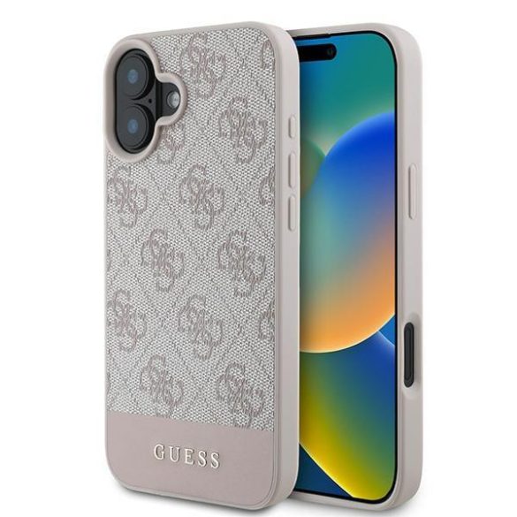 Guess GUHCP16MG4GLPI 4G Bottom Stripe keménytok iPhone 16 Plus - rózsaszín