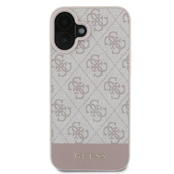 Guess GUHCP16MG4GLPI 4G Bottom Stripe keménytok iPhone 16 Plus - rózsaszín