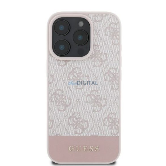 Guess GUHCP16LG4GLPI 4G Bottom Stripe keménytok iPhone 16 Pro - rózsaszín